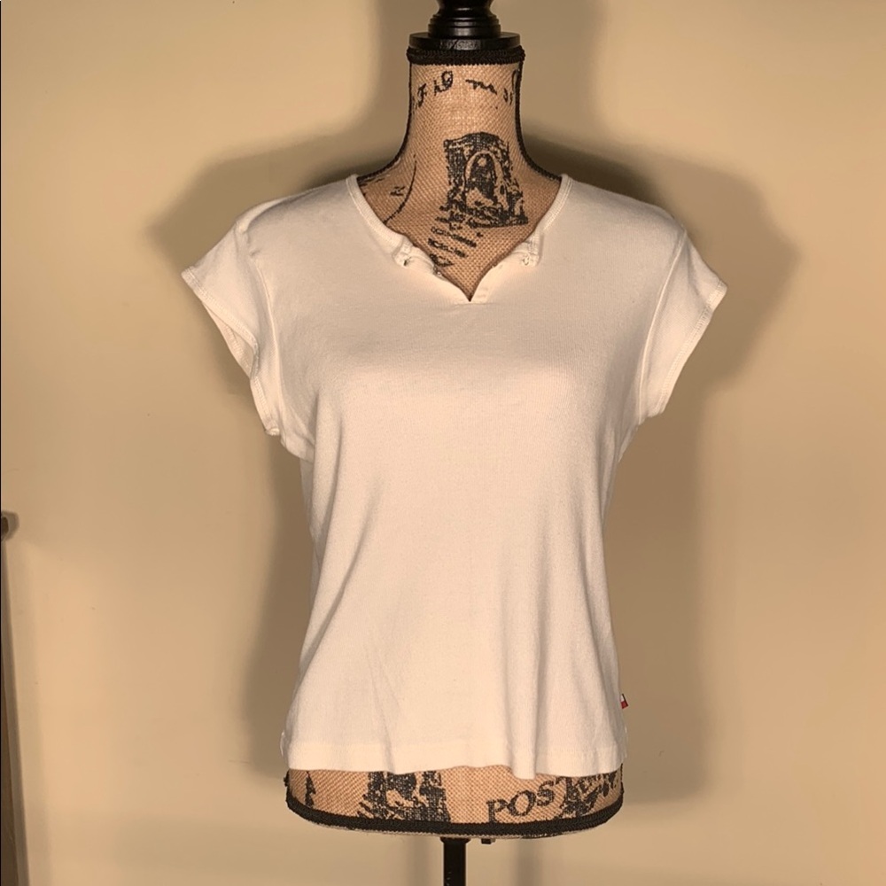 Tommy Hilfiger XL  White Fitted Cuffed Sleeve T-Shirt Sleepwear